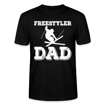 Freestyler Papa Freestyle Ski Vatertag - Stanley/Stella Unisex Bio-T-Shirt CRAFTER - Schwarz - Vorne - Alina (178cm) & Michal (187cm)