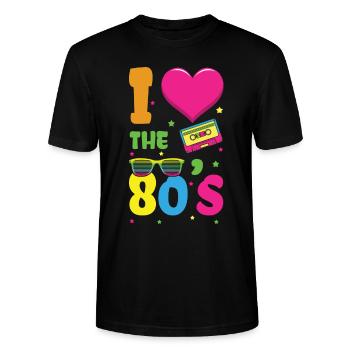 Liebe 80er Jahre Karneval 80er Jahre Retro Party 1980 - Stanley/Stella Unisex Bio-T-Shirt CRAFTER - Schwarz - Vorne - Alina (178cm) & Michal (187cm)
