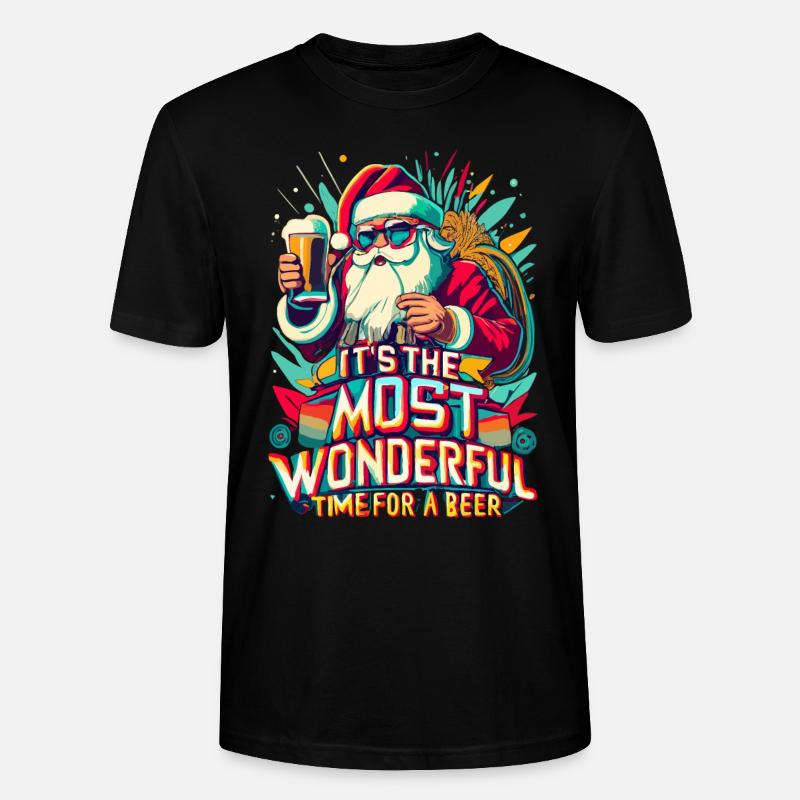 Weihnachtsmann- Bierliebhaber Geschenkidee - Stanley/Stella Unisex Bio-T-Shirt CRAFTER - Schwarz