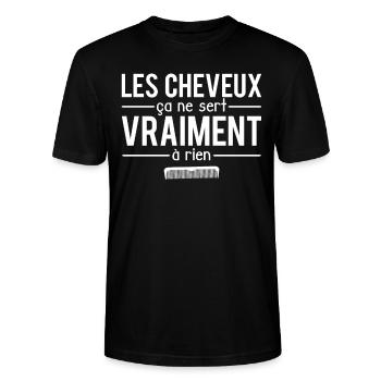 Les cheveux ça ne sert vraiment à rien chauve - T-shirt bio CRAFTER Stanley Stella Unisexe - noir - Devant - Alina (178cm) & Michal (187cm)