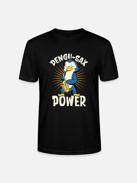 Pengu-Sax Power - Penguin on saxophone - Stanley/Stella CRAFTER Unisex Organic T-Shirt - black