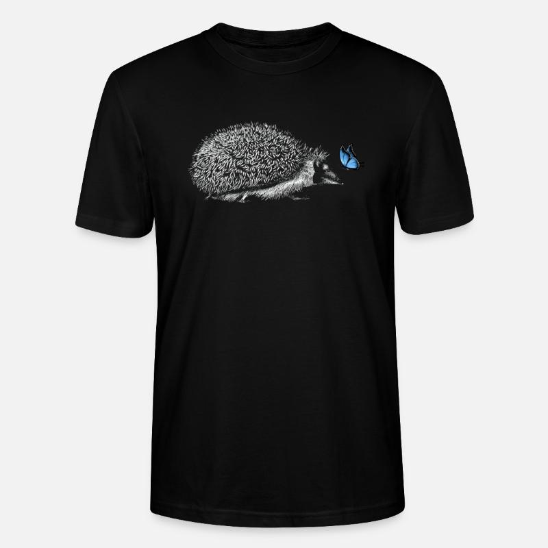 Igel mit Schmetterling - Stanley/Stella Unisex Bio-T-Shirt CRAFTER - Schwarz