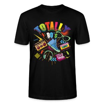 80er Jahre Karneval 80er Jahre Retro Party Jahr 1980 Vintage - Stanley/Stella Unisex Bio-T-Shirt CRAFTER - Schwarz - Vorne - Alina (178cm) & Michal (187cm)