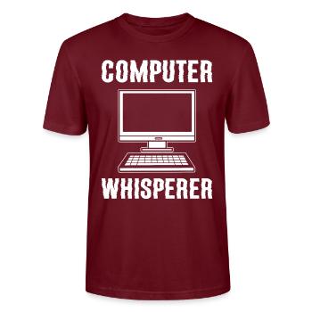 Computer Whisperer Web-Entwickler - Stanley/Stella Unisex Bio-T-Shirt CRAFTER - Burgunderrot - Vorne - Alina (178cm) & Michal (187cm)
