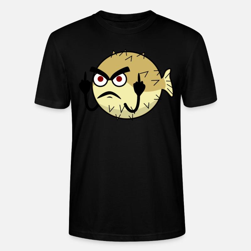 Kugelfisch zeigt Mittelfinger - Stanley/Stella Unisex Bio-T-Shirt CRAFTER - Schwarz