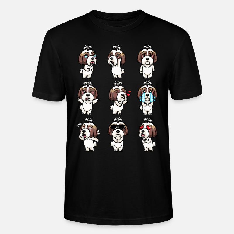 Shih Tzu Émoticône de chien - T-shirt bio CRAFTER Stanley Stella Unisexe - noir