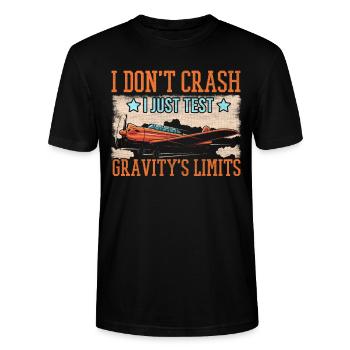 I don't crash I just test Gravity's Limits Model - Stanley/Stella CRAFTER Unisex Organic T-Shirt - black - Front - Alina (178cm) & Michal (187cm)