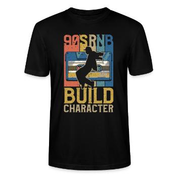 R&B 90er - Stanley/Stella Unisex Bio-T-Shirt CRAFTER - Schwarz - Vorne - Alina (178cm) & Michal (187cm)