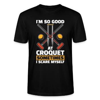 Croquet I'm So Good At Croquet Sometimes Mallet - Stanley/Stella CRAFTER Unisex Organic T-Shirt - black - Front - Alina (178cm) & Michal (187cm)