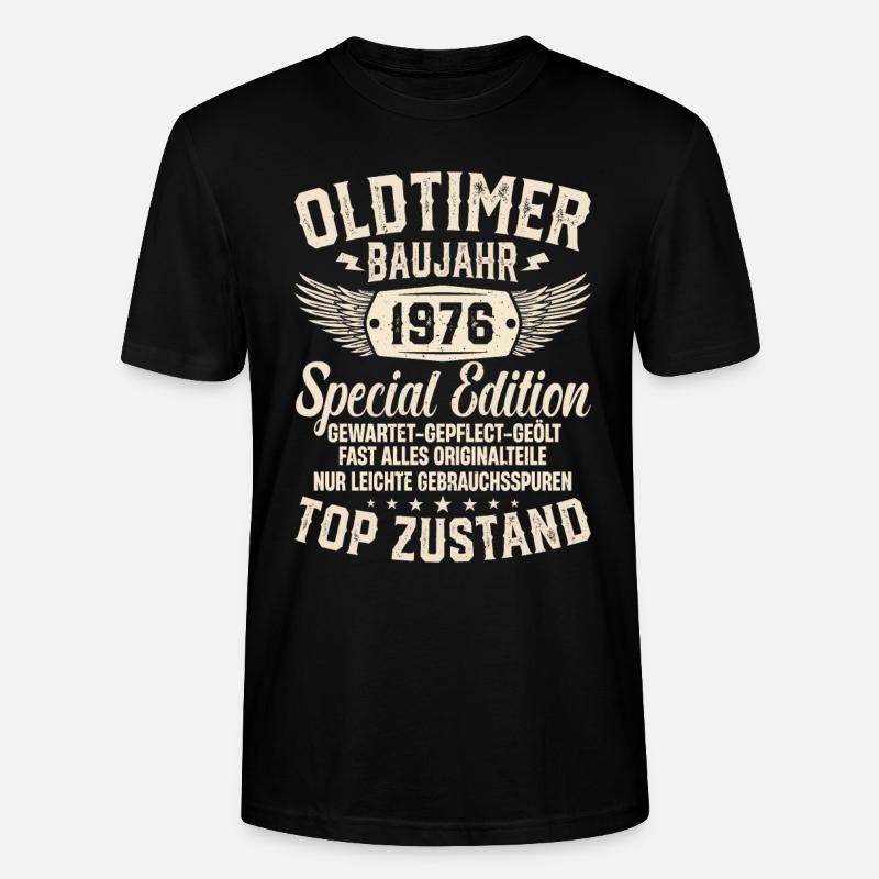 Nostalgie-Geschenk '76er Oldtimer - Stanley/Stella Unisex Bio-T-Shirt CRAFTER - Schwarz