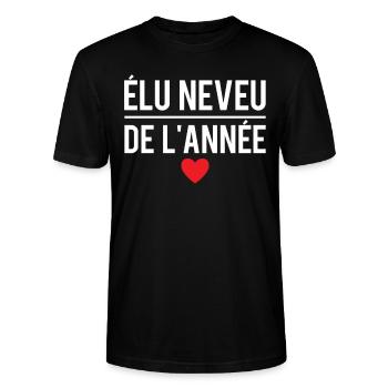 Élu neveu de l'année meilleur neveu humour - T-shirt bio CRAFTER Stanley Stella Unisexe - noir - Devant - Alina (178cm) & Michal (187cm)