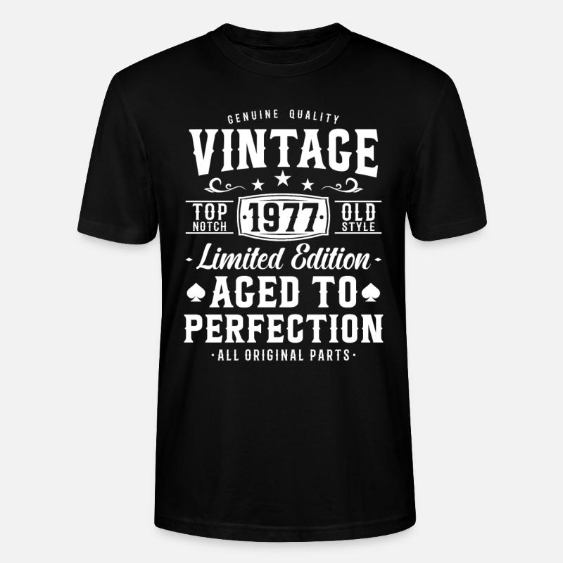Cadeau d’anniversaire nostalgique 1977 - T-shirt bio CRAFTER Stanley Stella Unisexe - noir