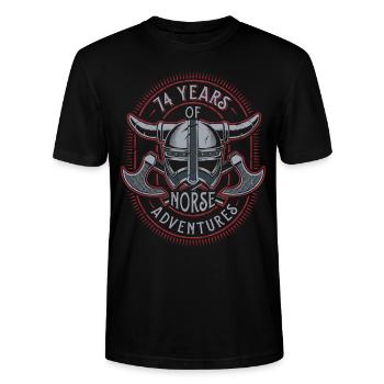 74 Years of Norse Adventures - 74. Geburtstag - Stanley/Stella Unisex Bio-T-Shirt CRAFTER - Schwarz - Vorne - Alina (178cm) & Michal (187cm)