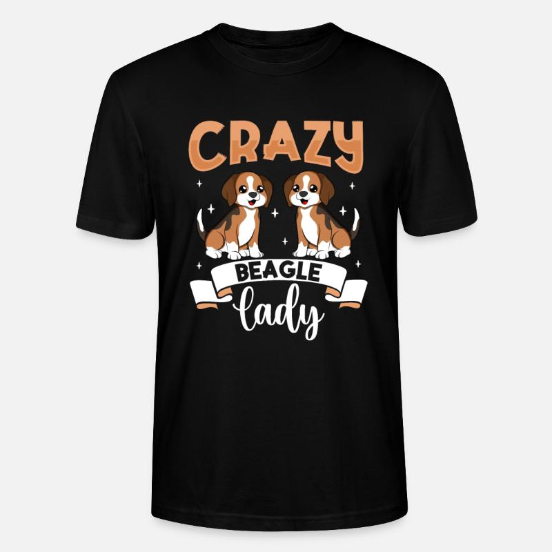 Crazy Beagle Lady - Beagle - T-shirt bio CRAFTER Stanley Stella Unisexe - noir