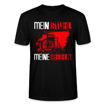Rollstuhlfahrer Rollstuhl Lustiger Spruch - Stanley/Stella Unisex Bio-T-Shirt CRAFTER - Schwarz - Vorne - Alina (178cm) & Michal (187cm)