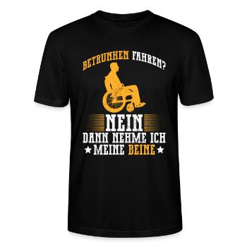 Rollstuhlfahrer Rollstuhl Lustiger Spruch - Stanley/Stella Unisex Bio-T-Shirt CRAFTER - Schwarz - Vorne - Alina (178cm) & Michal (187cm)
