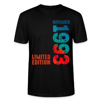 Since November 1993 Year 1993 Retro Vintage 1993 - Stanley/Stella Unisex Bio-T-Shirt CRAFTER - Schwarz - Vorne - Alina (178cm) & Michal (187cm)