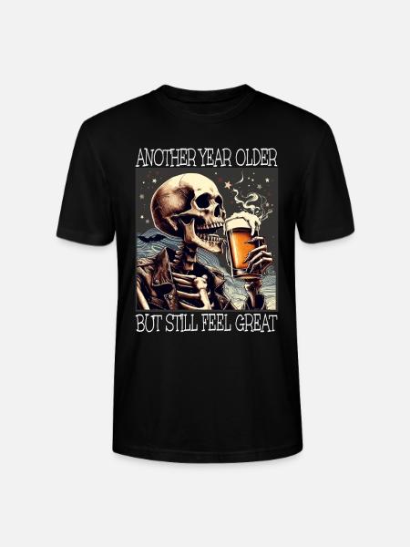 Birthday Beer Drinking Skeleton - Stanley/Stella CRAFTER Unisex Organic T-Shirt - black