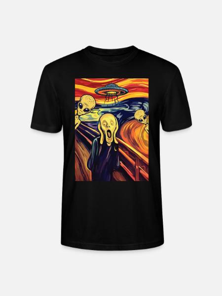 Le cri Edvard Munch Alien OVNI Peinture - T-shirt bio CRAFTER Stanley Stella Unisexe - noir