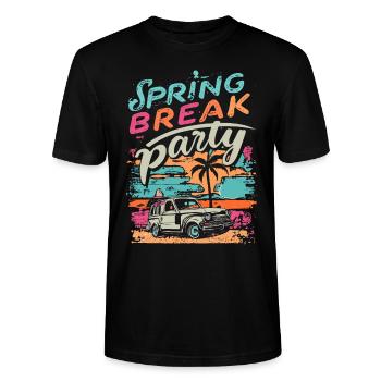 Spring Break Holiday Retro Vintage - Stanley/Stella CRAFTER Unisex Organic T-Shirt - black - Front - Alina (178cm) & Michal (187cm)