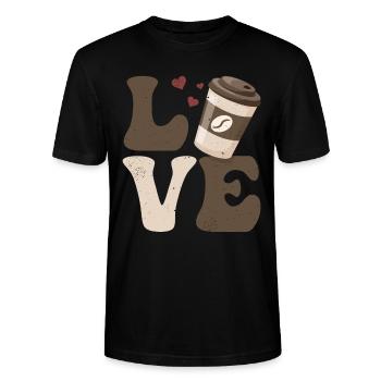 Café Caféine LOVE - T-shirt bio CRAFTER Stanley Stella Unisexe - noir - Devant - Alina (178cm) & Michal (187cm)