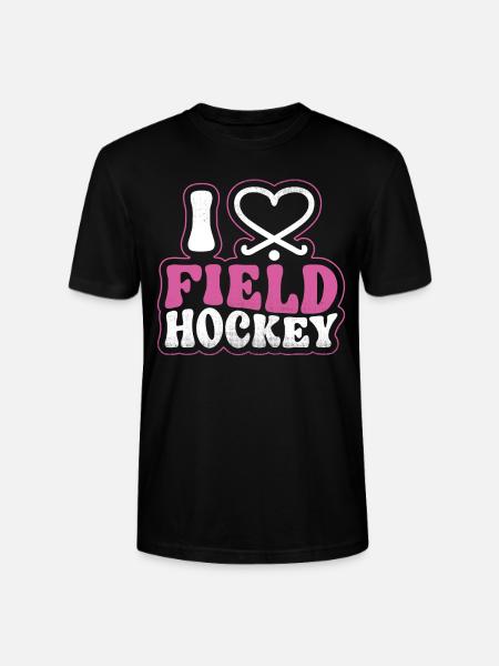 Field Hockey Heart I Love Field - Stanley/Stella CRAFTER Unisex Organic T-Shirt - black