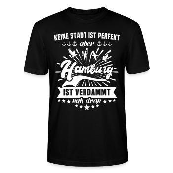 Hamburg - Stanley/Stella Unisex Bio-T-Shirt CRAFTER - Schwarz - Vorne - Alina (178cm) & Michal (187cm)