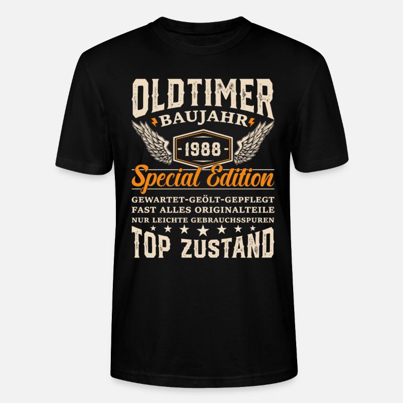 1988 Oldtimer Geschenk - Stanley/Stella Unisex Bio-T-Shirt CRAFTER - Schwarz