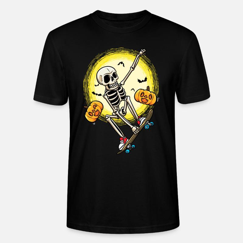 Halloween Skateboard Skeleton Skateboarder - T-shirt bio CRAFTER Stanley Stella Unisexe - noir