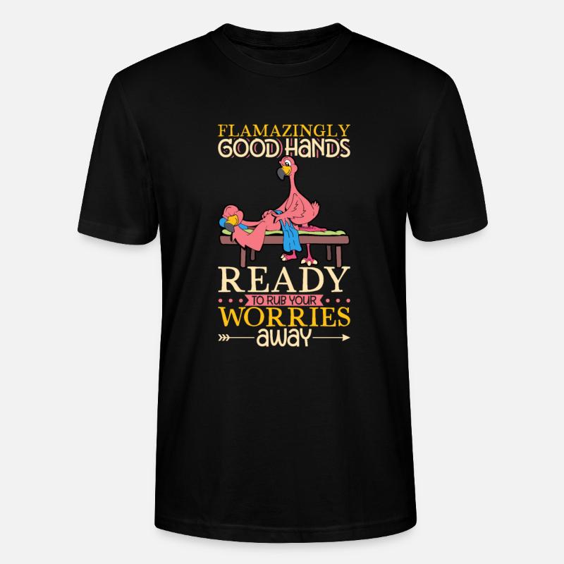 Flamingo bei der Massage - Stanley/Stella Unisex Bio-T-Shirt CRAFTER - Schwarz