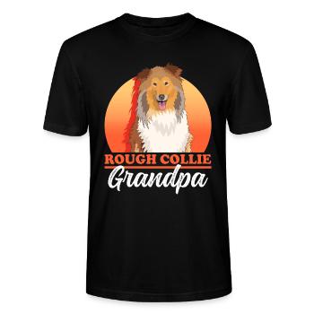 Collie Grandpa Collie à poil long Collie Collies Rough Collies Cadeau - T-shirt bio CRAFTER Stanley Stella Unisexe - noir - Devant - Alina (178cm) & Michal (187cm)