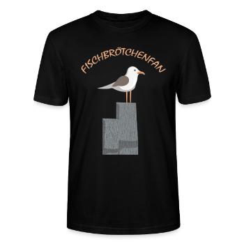 Fischbrötchen Fan die Möwe - Stanley/Stella Unisex Bio-T-Shirt CRAFTER - Schwarz - Vorne - Alina (178cm) & Michal (187cm)