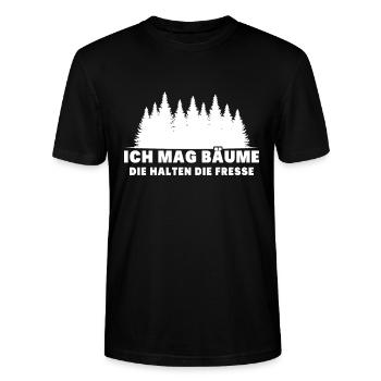 Ich Mag Bäume Die Halten Die Fresse - Stanley/Stella Unisex Bio-T-Shirt CRAFTER - Schwarz - Vorne - Alina (178cm) & Michal (187cm)