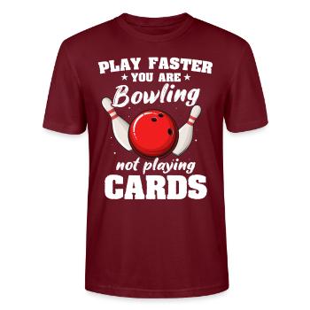 Bowling Bowler - Stanley/Stella CRAFTER Unisex Organic T-Shirt - burgundy - Front - Alina (178cm) & Michal (187cm)