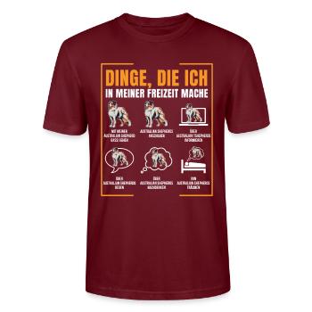 Australian Shepherd - Stanley/Stella Unisex Bio-T-Shirt CRAFTER - Burgunderrot - Vorne - Alina (178cm) & Michal (187cm)