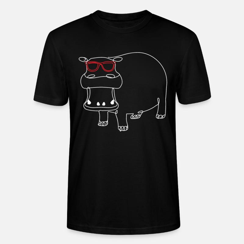 Süßes Nilpferd Sonnenbrille Hippo Kinder - Stanley/Stella Unisex Bio-T-Shirt CRAFTER - Schwarz