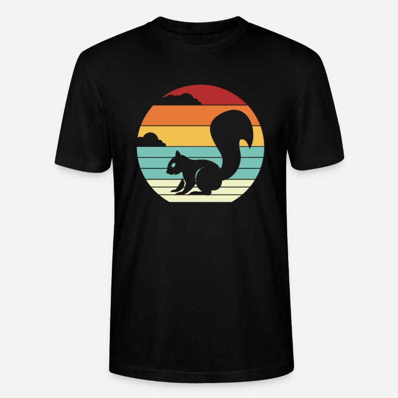 Retro Grey Squirrel Fox Squirrel - Stanley/Stella CRAFTER Unisex Organic T-Shirt - black