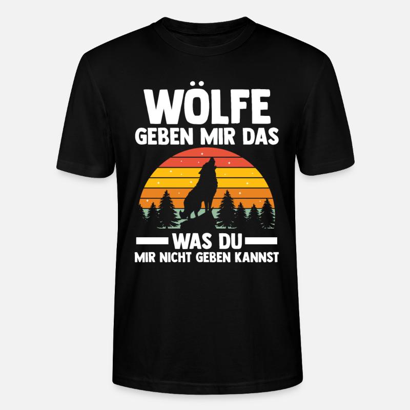 Tier Waldtier Wolf - Stanley/Stella Unisex Bio-T-Shirt CRAFTER - Schwarz