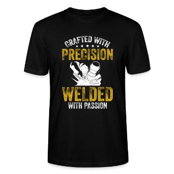 Crafted Precision Welded Passion Welding Machine - Stanley/Stella CRAFTER Unisex Organic T-Shirt - black - Front - Alina (178cm) & Michal (187cm)
