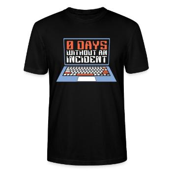 Cybersecurity 0 Days Without An Incident Phishing - Stanley/Stella CRAFTER Unisex Organic T-Shirt - black - Front - Alina (178cm) & Michal (187cm)