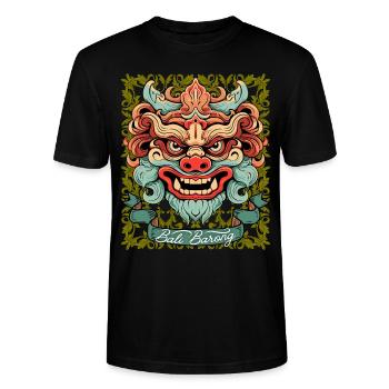 Azië Masker, Indonesische Barong Godheid, Bali - Stanley/Stella Uniseks bio-T-shirt CRAFTER - zwart - Voor - Alina (178cm) & Michal (187cm)