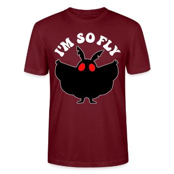 Mothman Crypttide Cryptozoology - Stanley/Stella CRAFTER Unisex Organic T-Shirt - burgundy - Front - Alina (178cm) & Michal (187cm)
