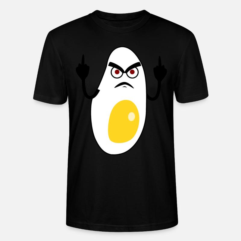 Eggs Grumpy Fried Egg - Stanley/Stella CRAFTER Unisex Organic T-Shirt - black