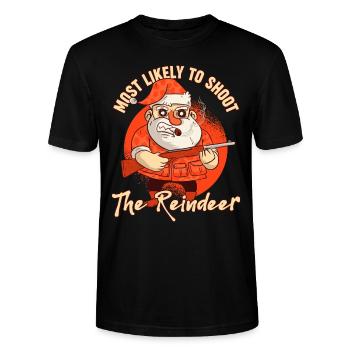 Dabbing Christmas Offensive Rude Xmas - Stanley/Stella CRAFTER Unisex Organic T-Shirt - black - Front - Alina (178cm) & Michal (187cm)