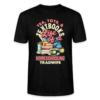 Classic Homeschool Mom Tradwife Homeschooling - Stanley/Stella Unisex Bio-T-Shirt CRAFTER - Schwarz - Vorne - Alina (178cm) & Michal (187cm)