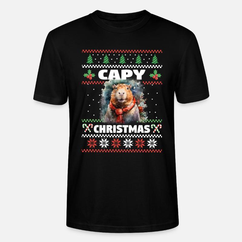 Noël Capybara Hiver Capybara Neige - T-shirt bio CRAFTER Stanley Stella Unisexe - noir