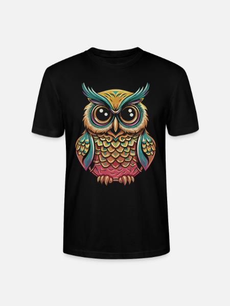 PopArt Owl: Farverig T-shirt til ugleelskere - Stanley Stella CRAFTER unisex økologisk-T-shirt - sort