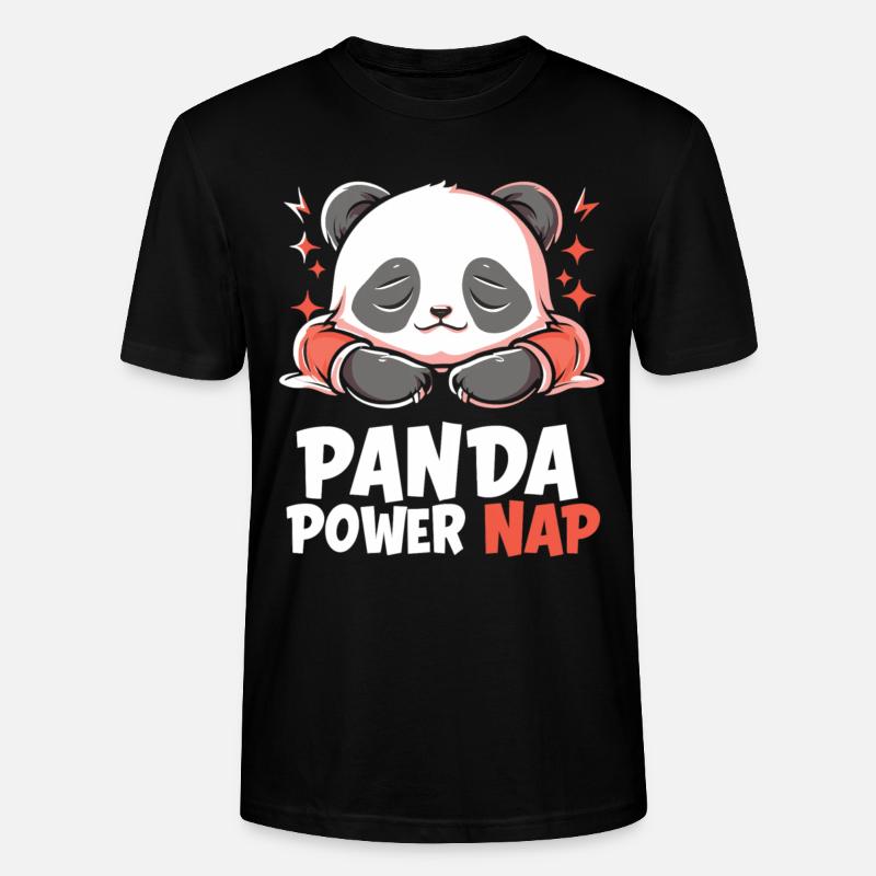 Panda Power Nap - Stanley/Stella Unisex Bio-T-Shirt CRAFTER - Schwarz