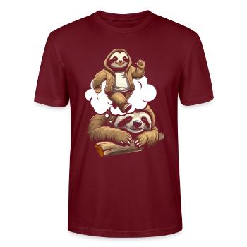 Faultier Witzig - Stanley/Stella Unisex Bio-T-Shirt CRAFTER - Burgunderrot - Vorne - Alina (178cm) & Michal (187cm)