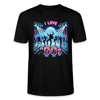 I Love The 90s - Stanley/Stella Unisex Bio-T-Shirt CRAFTER - Schwarz - Vorne - Alina (178cm) & Michal (187cm)